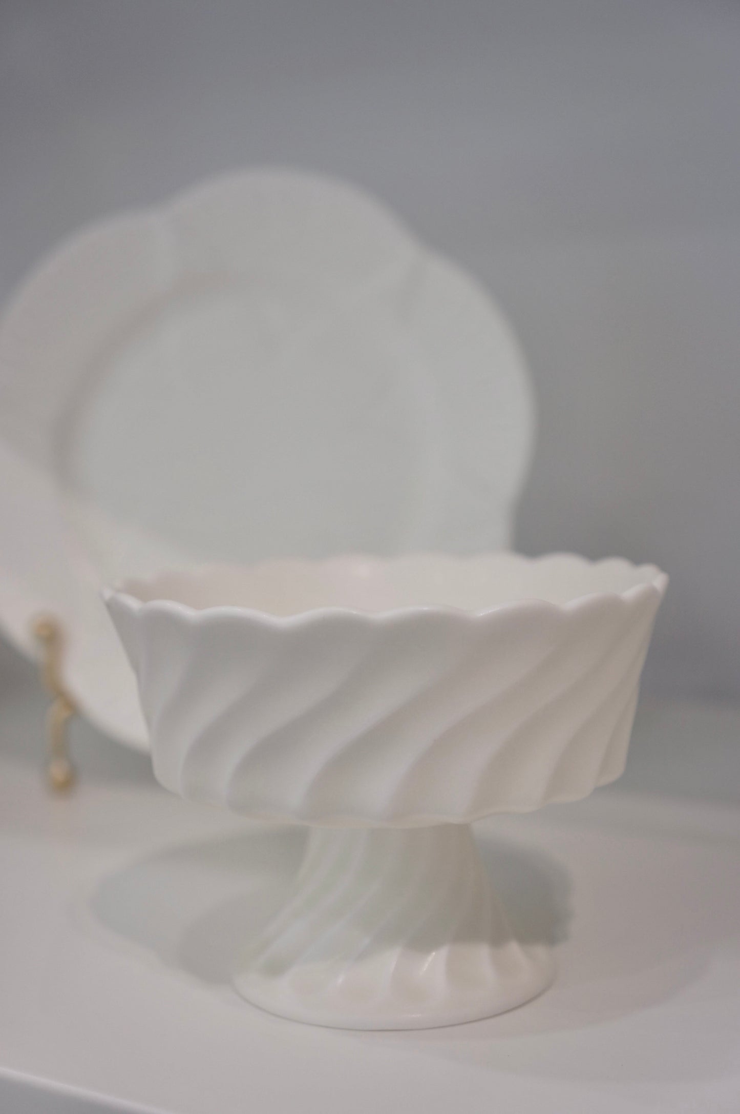 Jingdezhen | White Suet Glaze Footed Bowl Set