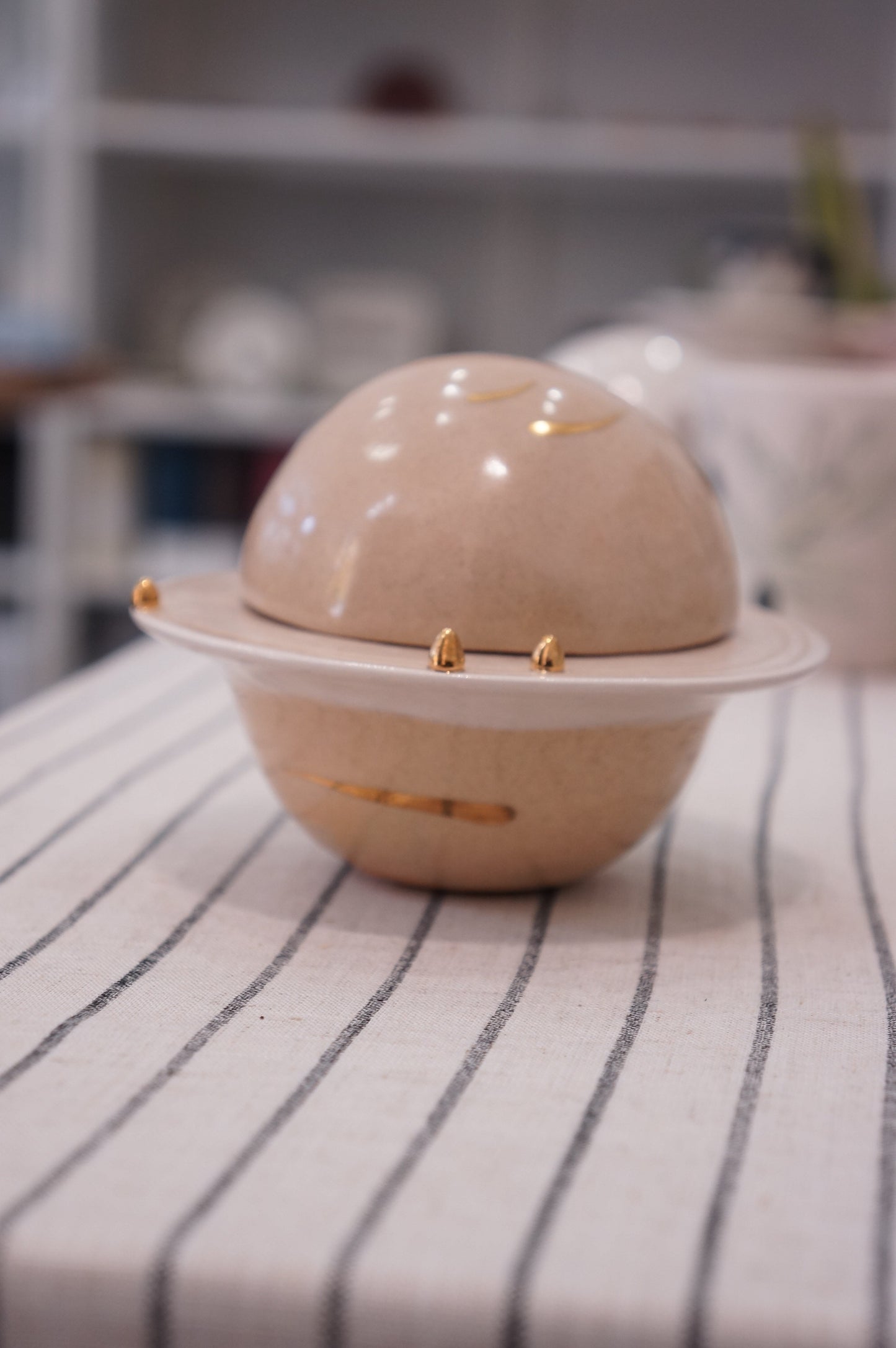 Jingdezhen | Fengying | Planet Collection Storage Container & Home Decor - Small Earth Tone/White