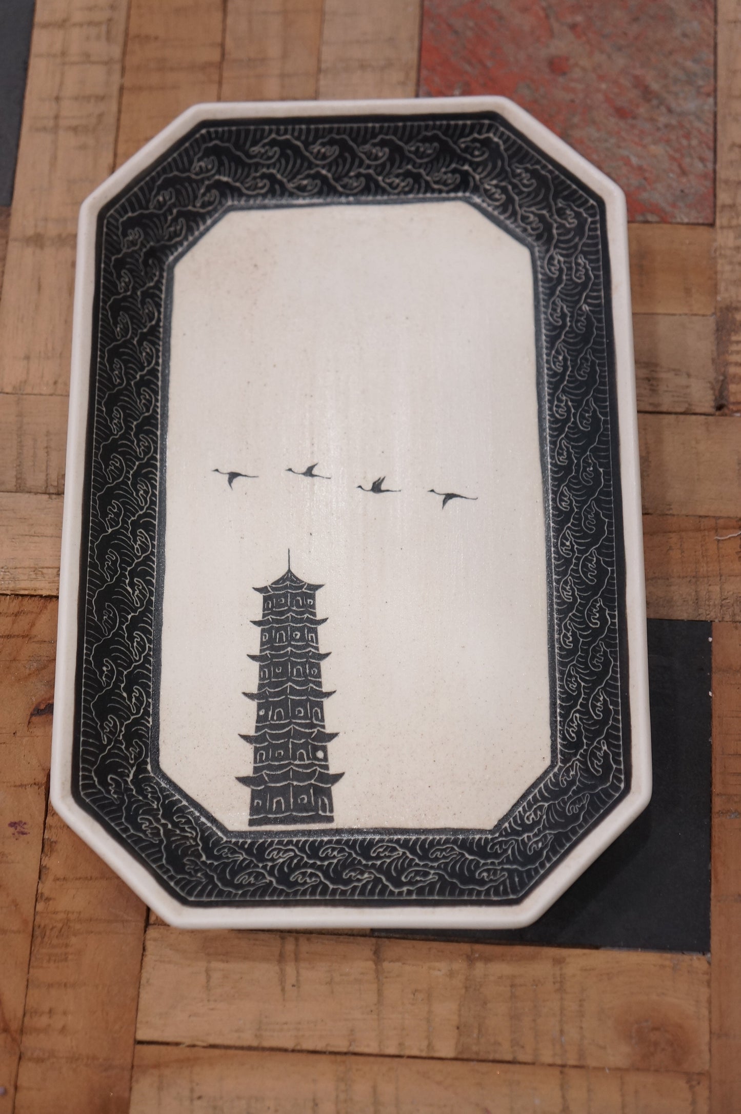 Jingdezhen | Midian | Landscape Hand-painting Octagonal Plate