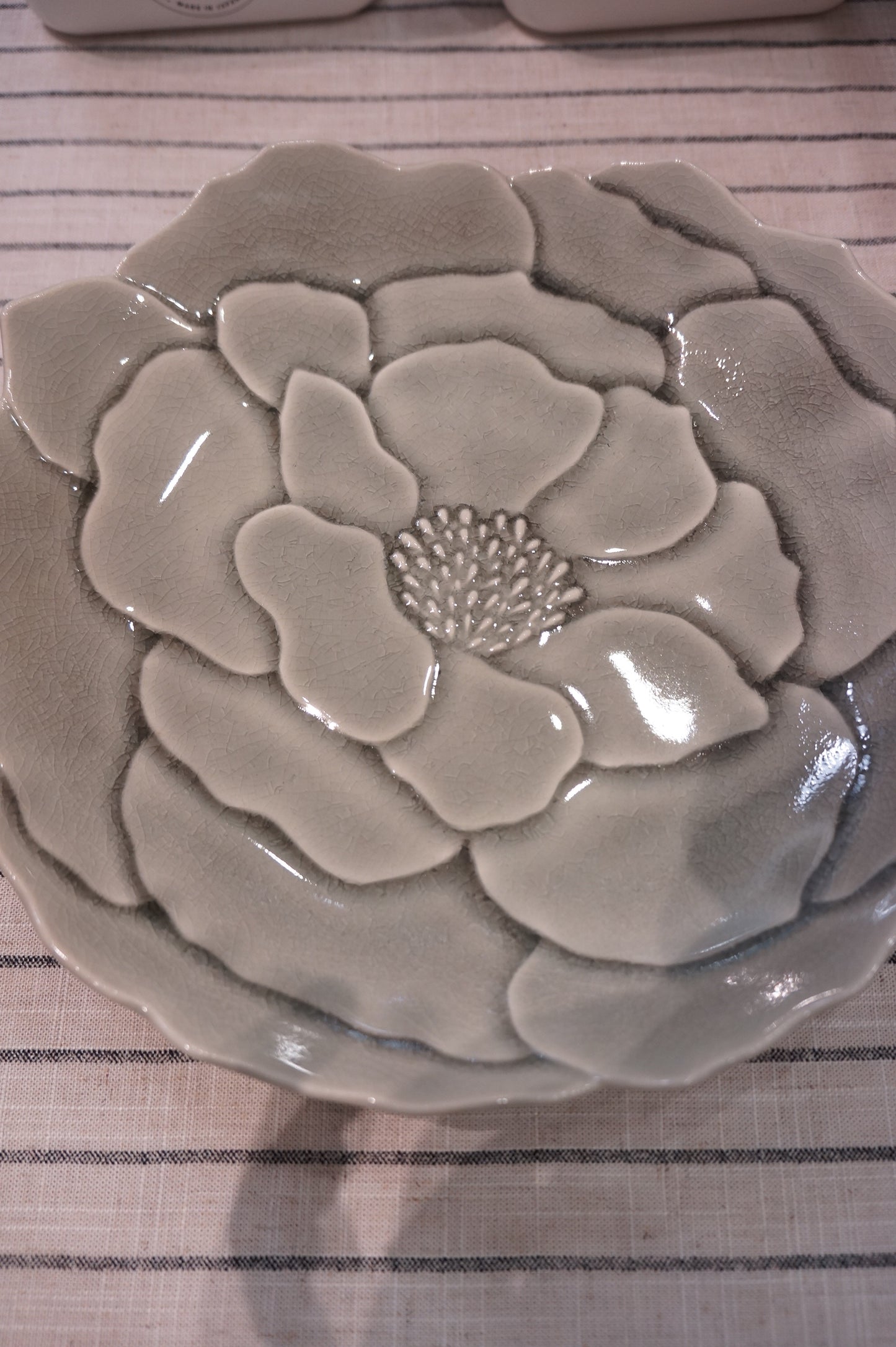 Seto Ware | Flower Plate - Large Grey Peony