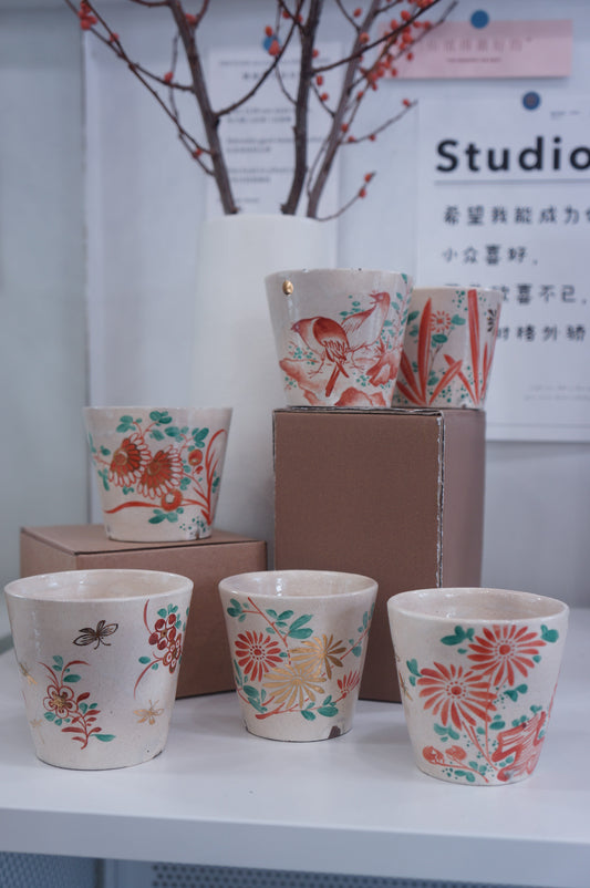 Jingdezhen | Jiangcunzhi | Red and Green Color Straight Tumbler