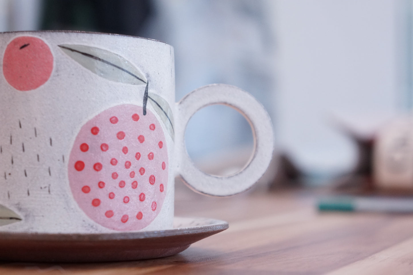 Jingdezhen | Handmade Fruit Cup & Saucer Set (Rose Pink)