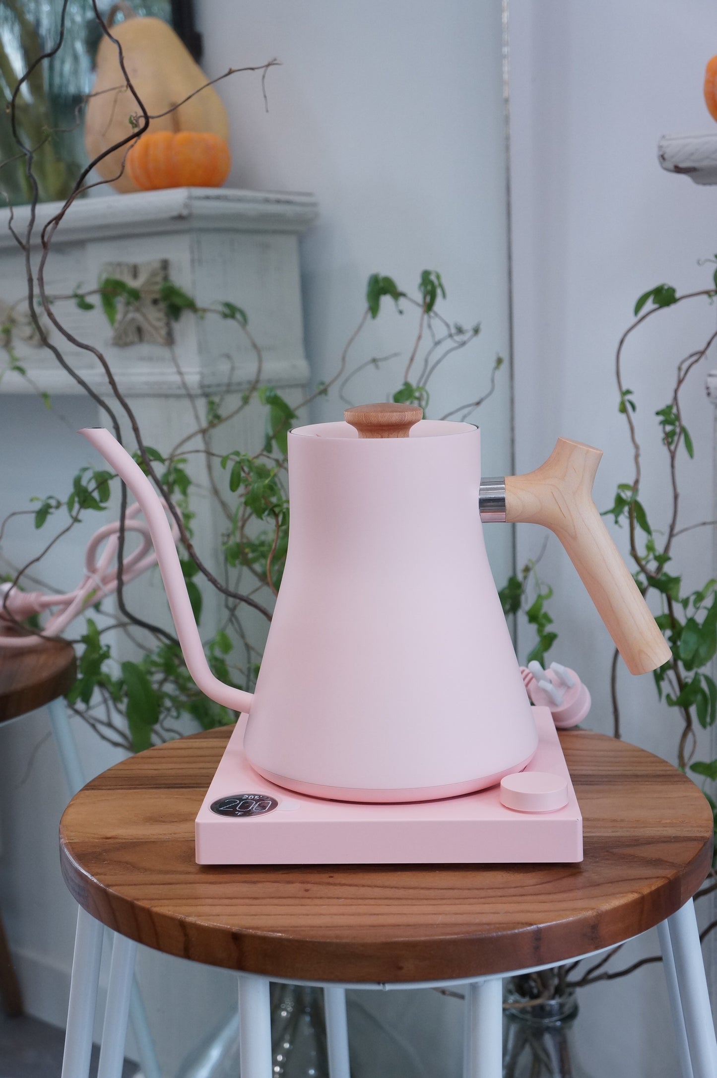 Fellow | Stagg EKG Pour Over Kettle - Electric Version Warm Pink + Maple