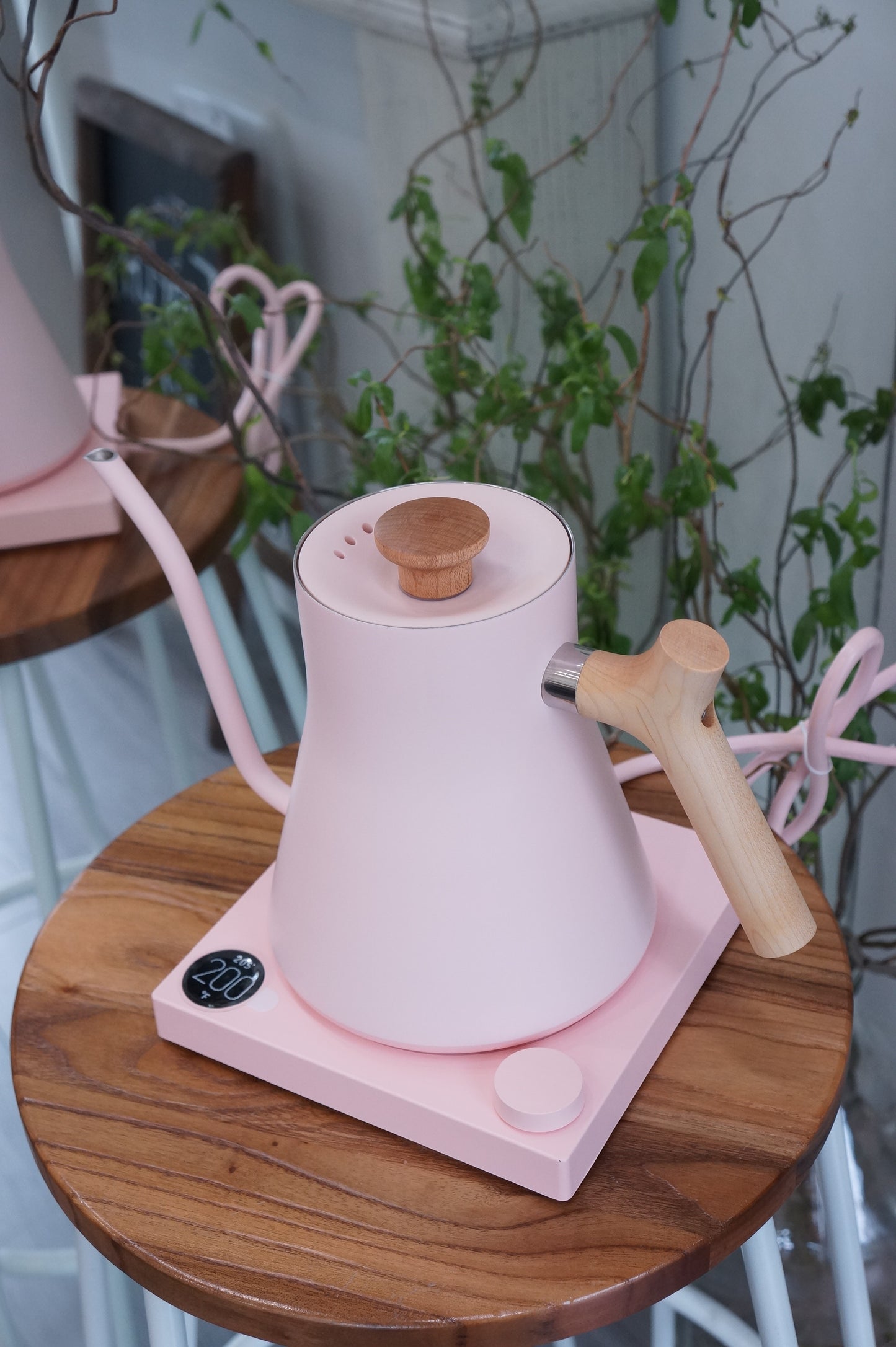 Fellow | Stagg EKG Pour Over Kettle - Electric Version Warm Pink + Maple