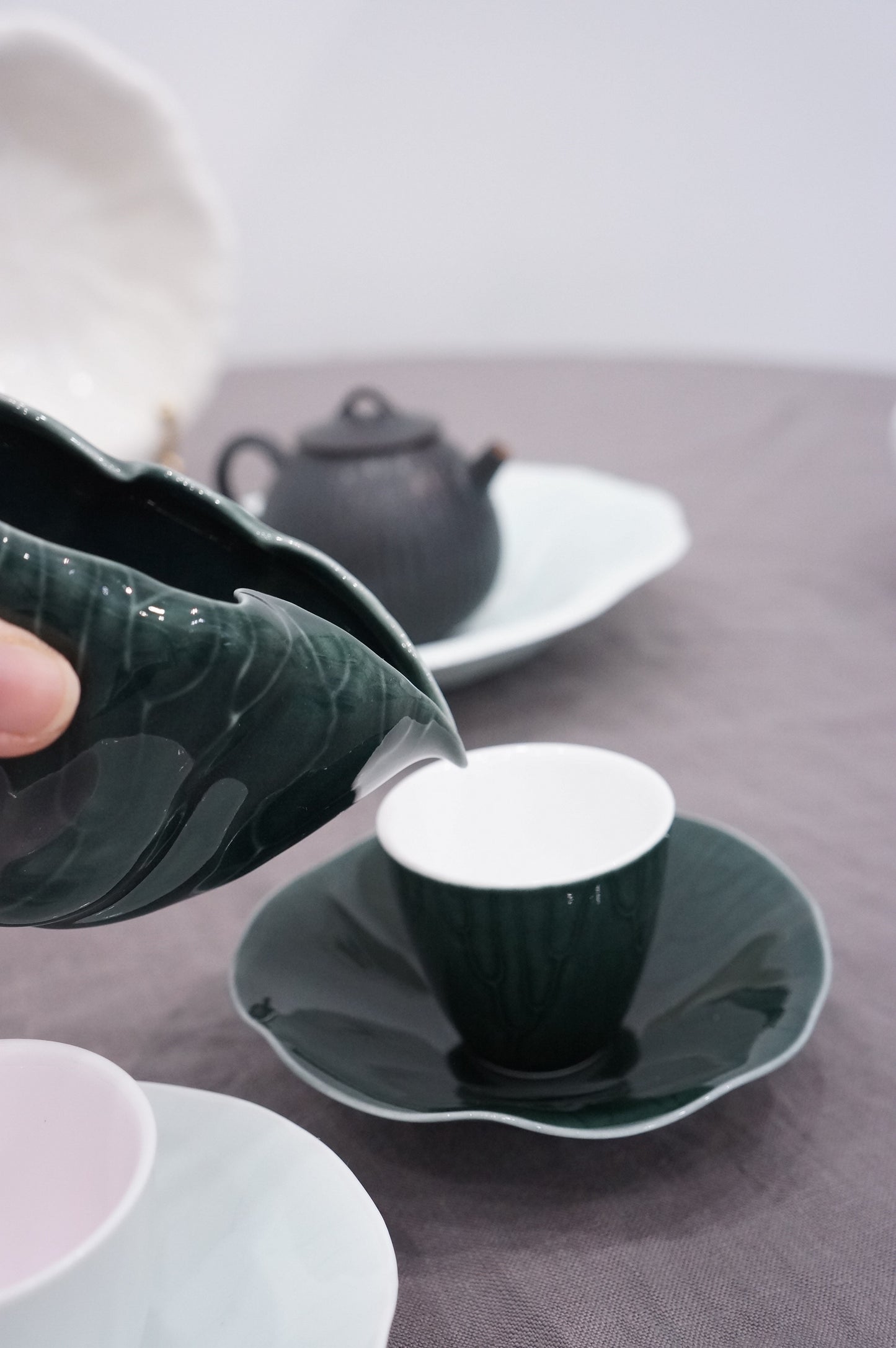 Jingdezhen | Gezhan | Lily Pad Tea Cup with Saucer Pair Set