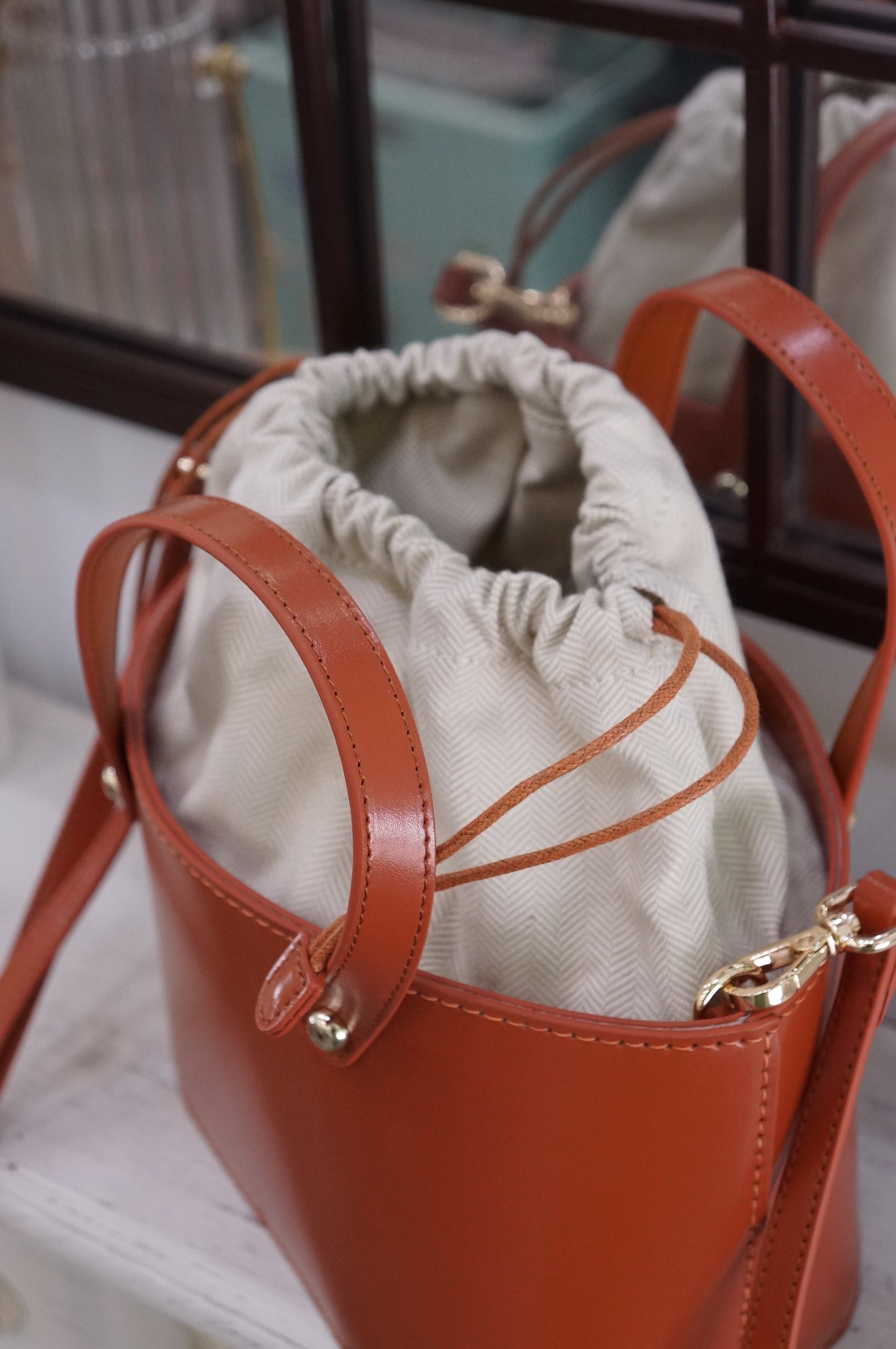 Vintage Drawstring Bucket Bag