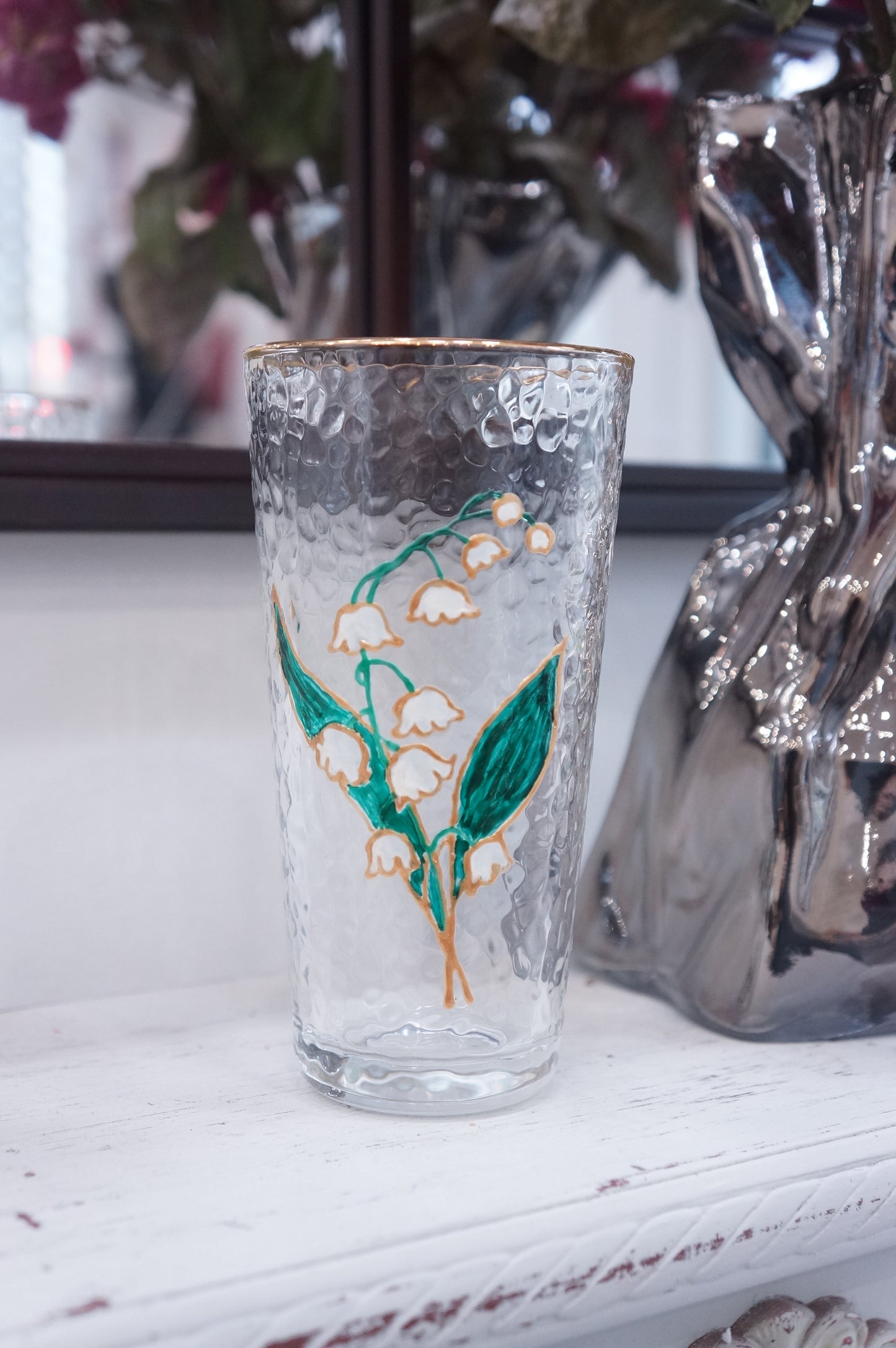 Gold-rimmed Tall Glass - Customized Pattern Glass Painting Workshop