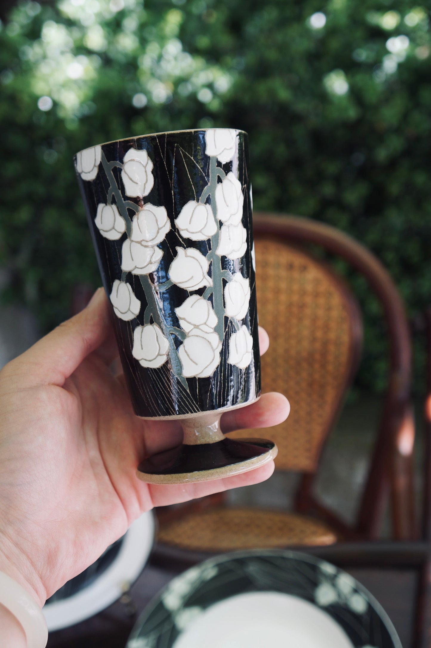 Jingdezhen | Xiaoxi | Handmade Lily of the Valley Collection - Footed Tumbler