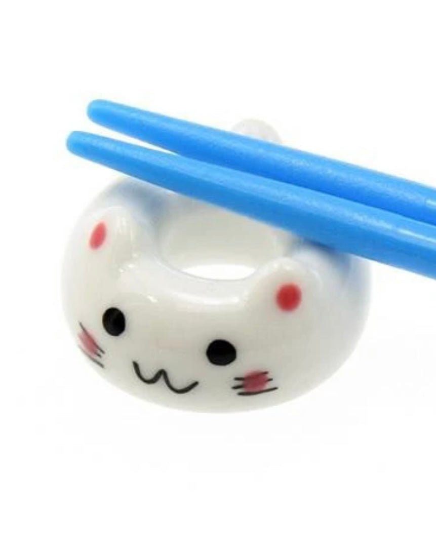 TANAKA | Doughnut Chopstick Rest - White Cats