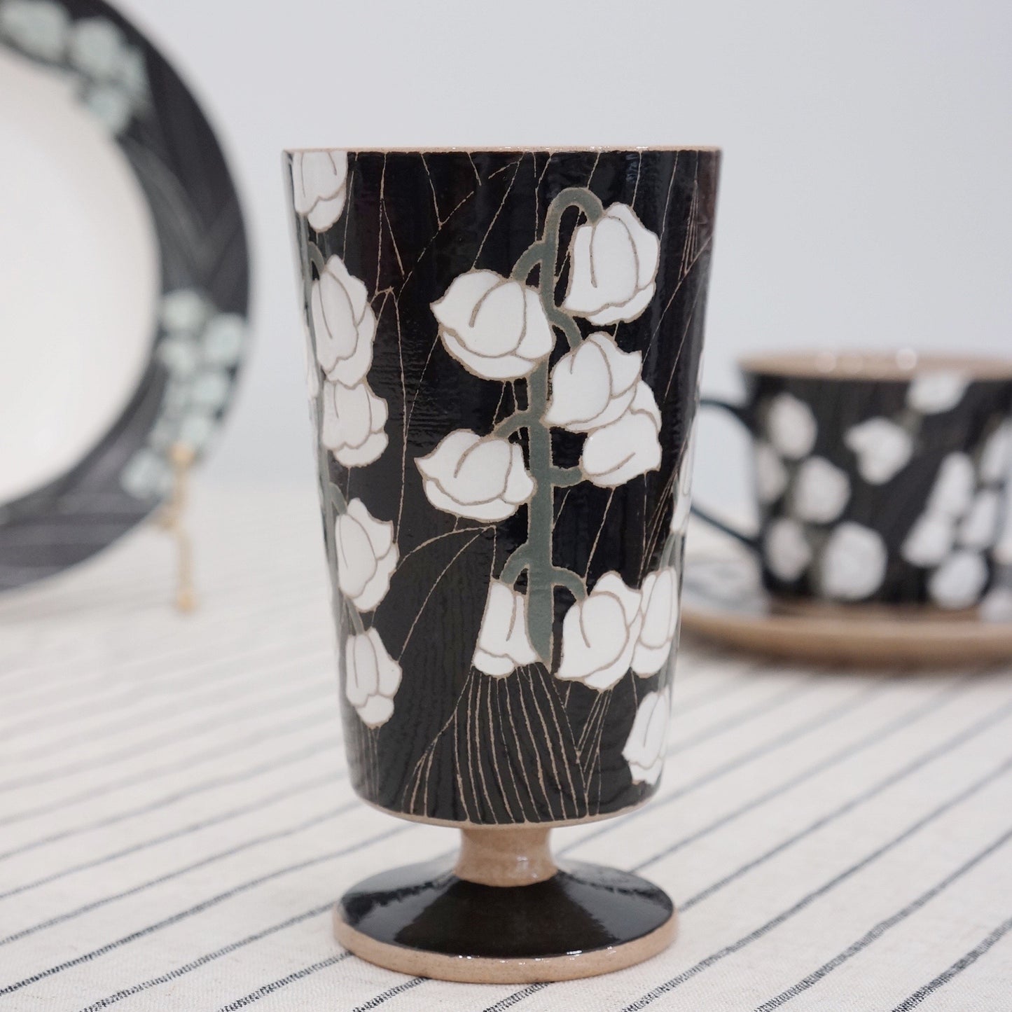 Jingdezhen | Xiaoxi | Handmade Lily of the Valley Collection - Footed Tumbler