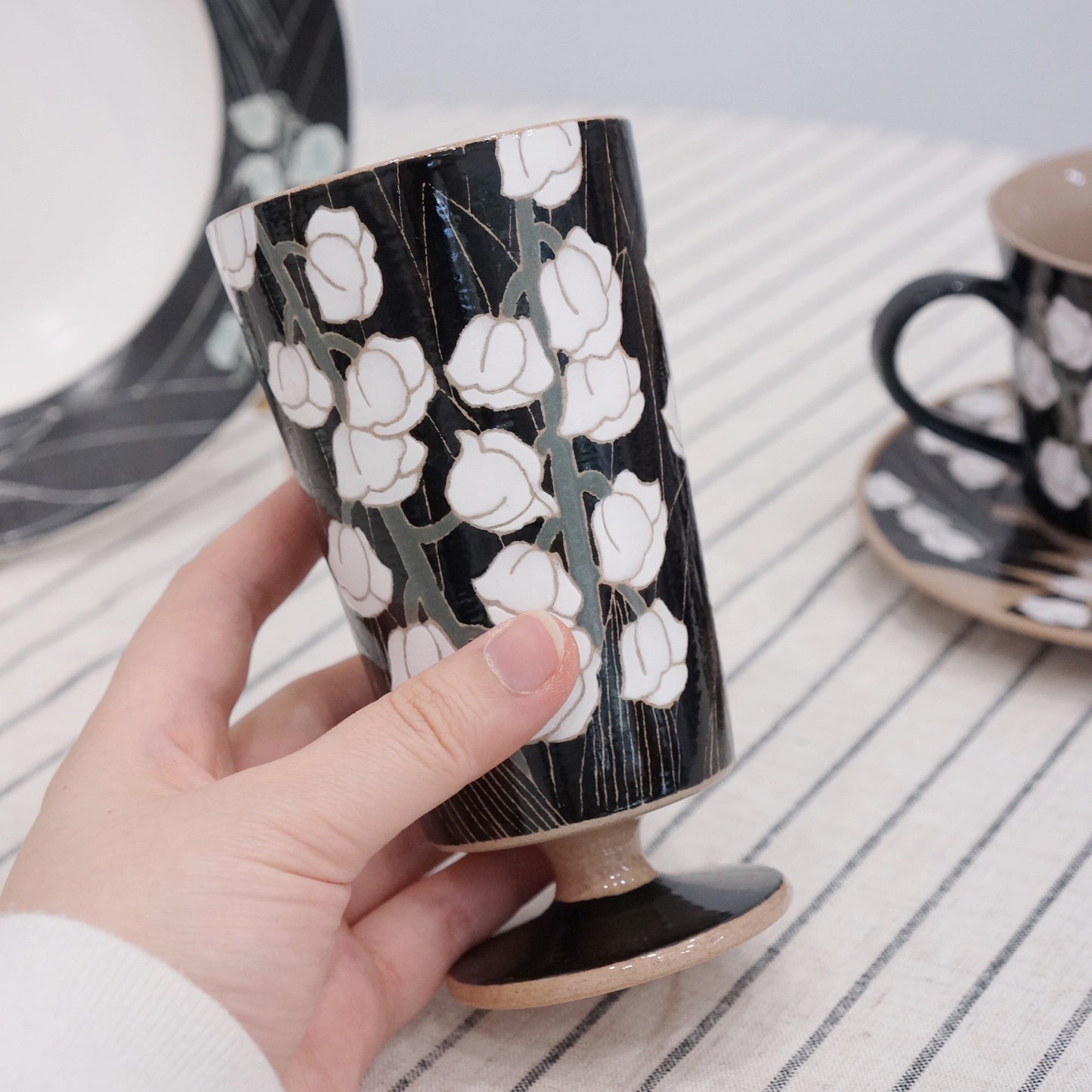 Jingdezhen | Xiaoxi | Handmade Lily of the Valley Collection - Footed Tumbler