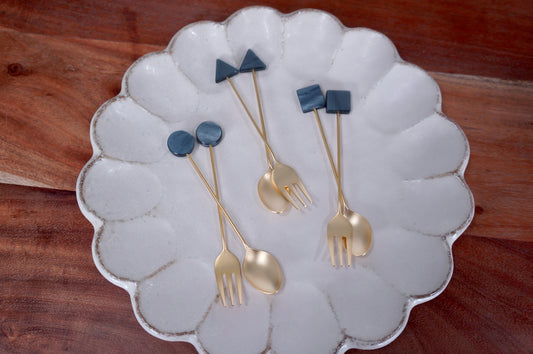 Tsubamesanjo | Acrylic Dessert Fork & Spoon (Navy)