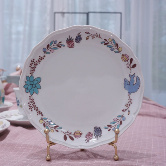 Kutani ware | Bird & Flower Series Round Plate Style 1