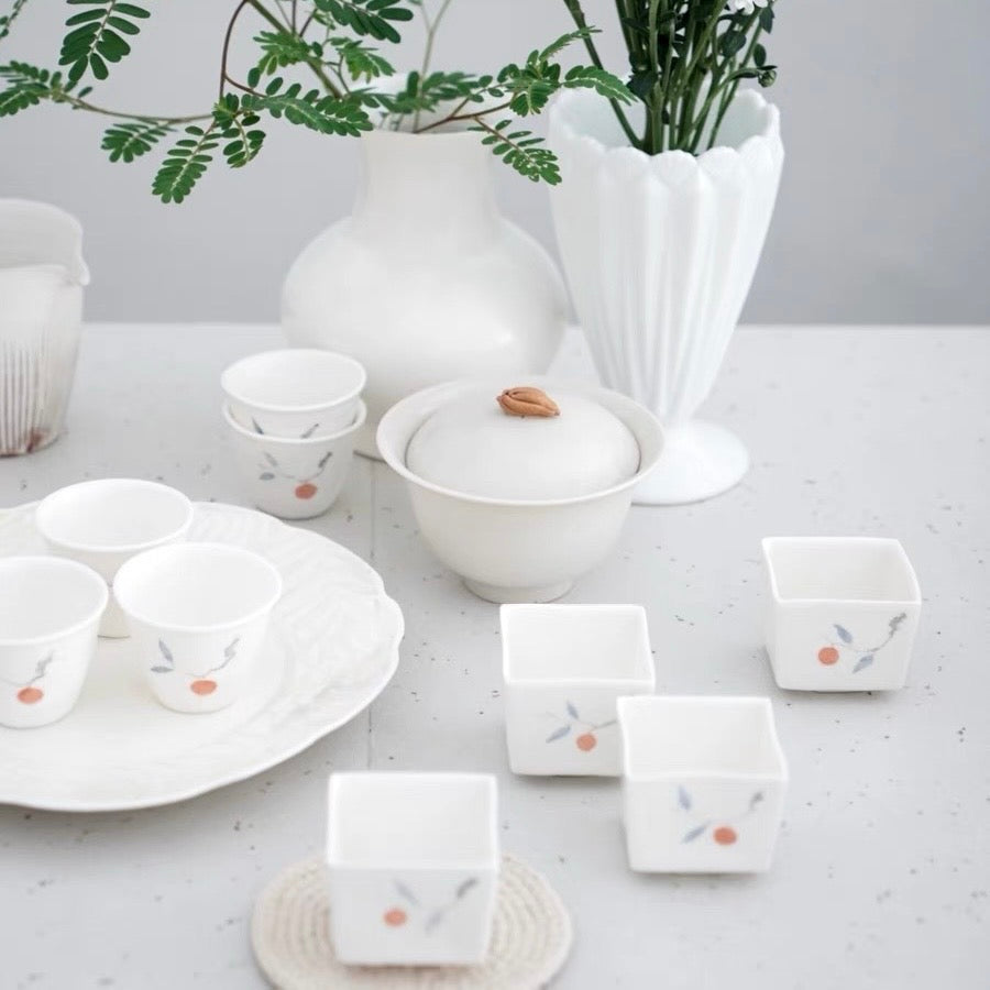 Jingdezhen | Lanting | Handmade Summer Fruit Tea Cup - Square