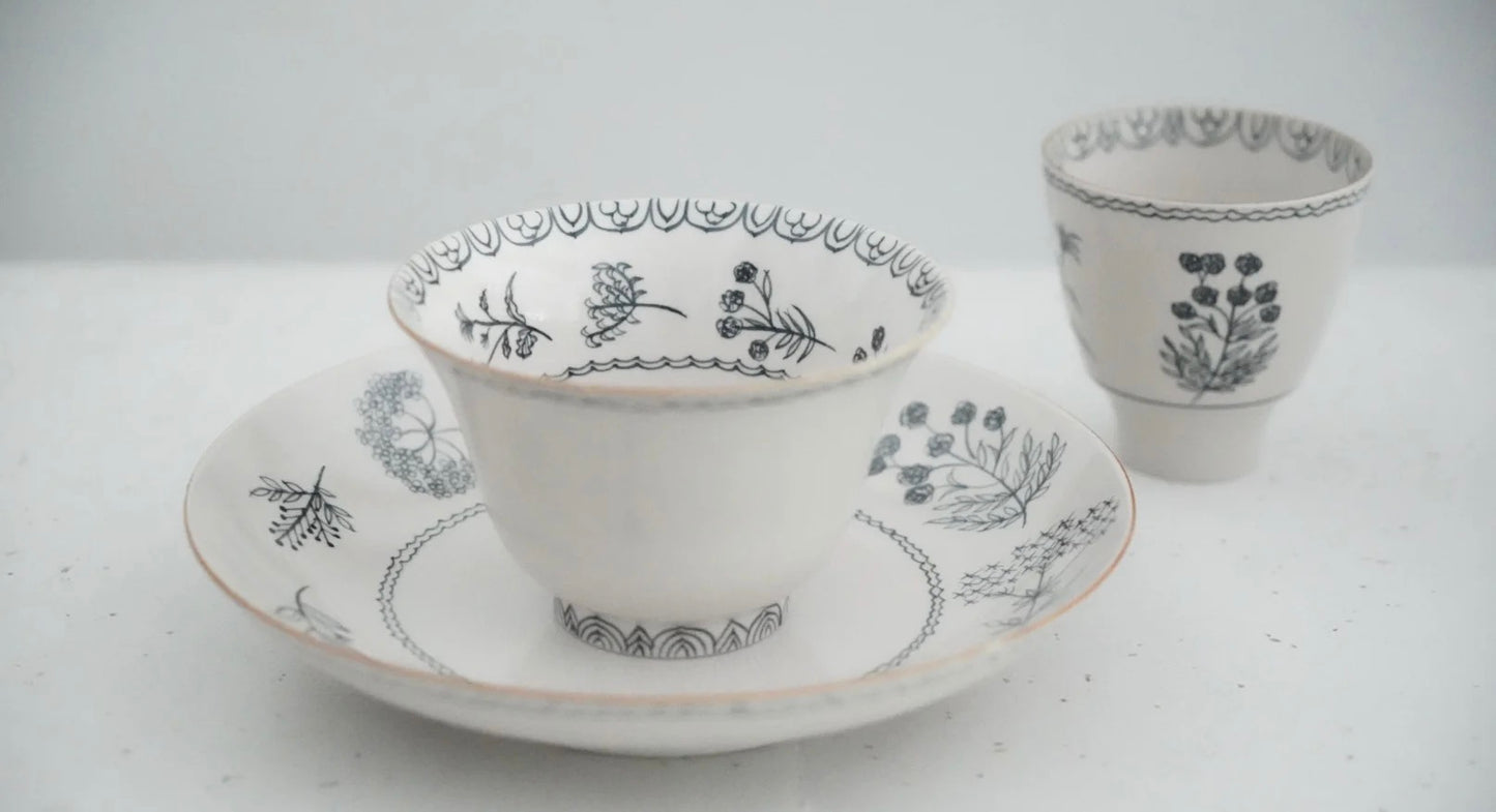 Jingdezhen | Xinying | Handmade Vintage Flowers & Plants Dish Set (Out of Print）