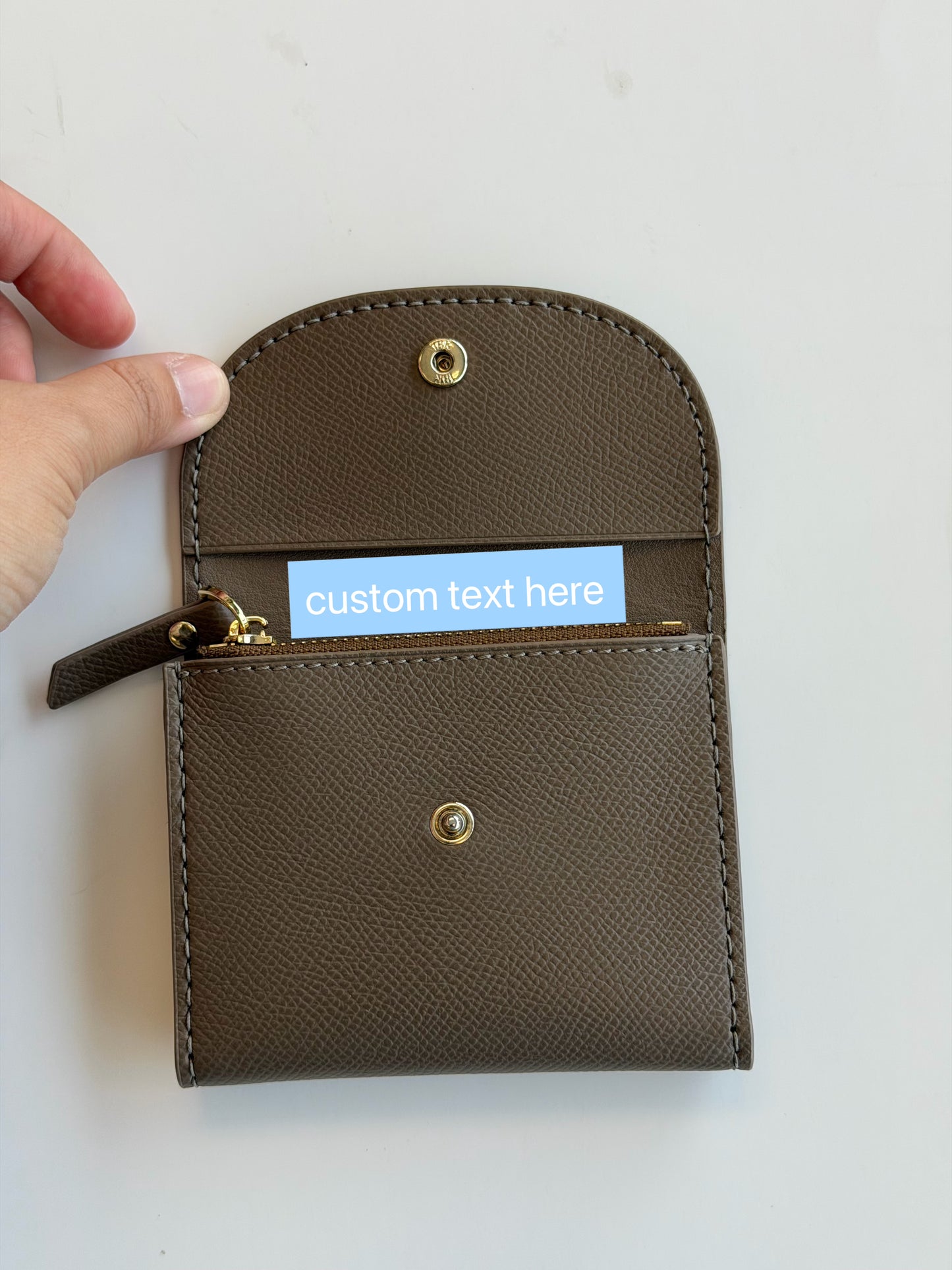 Made-To-Order | Button Flap Coin Wallet - Taupe Leather