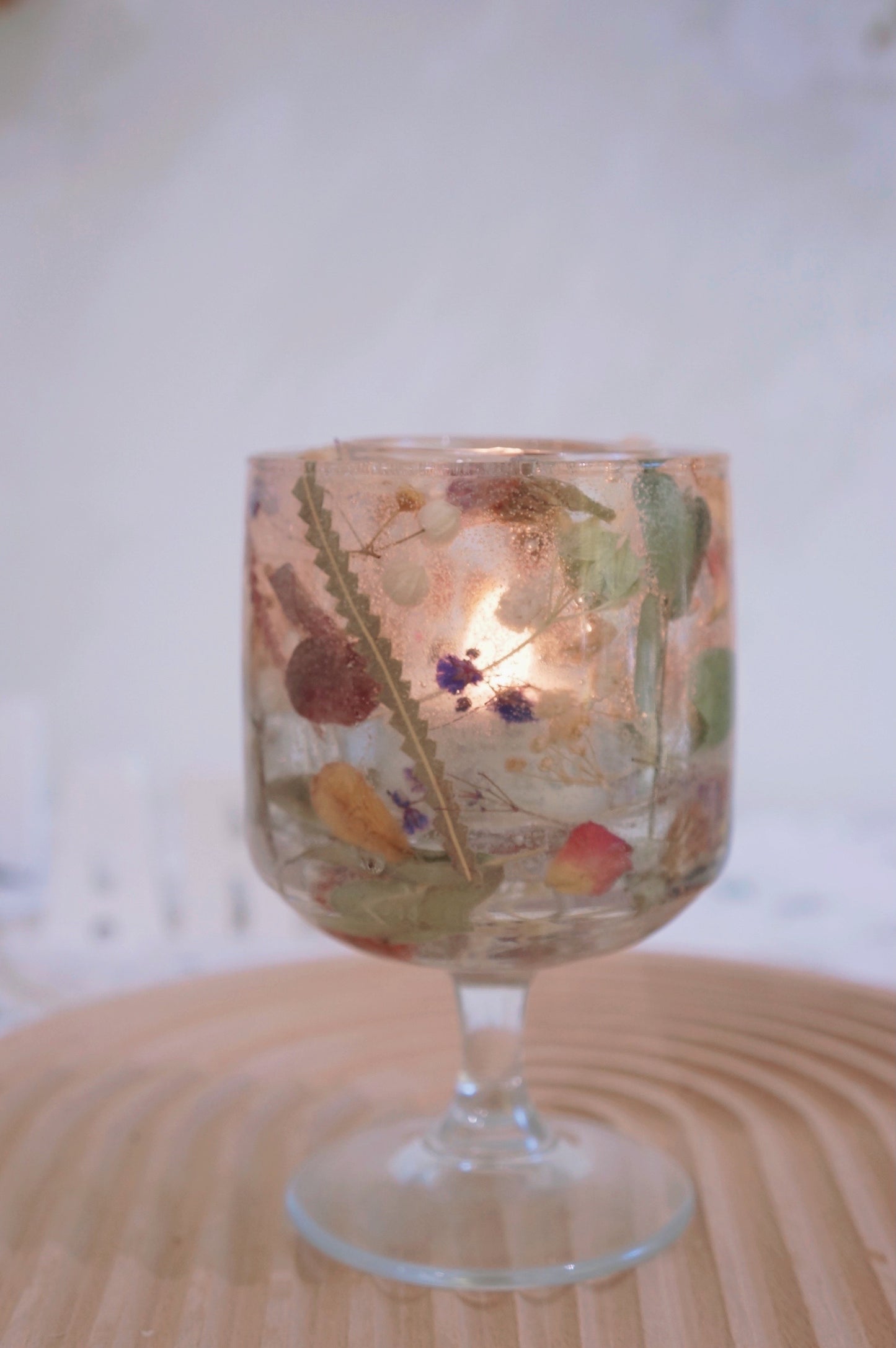 Crystal Dried Flower Candle Holder with Tealight Candles