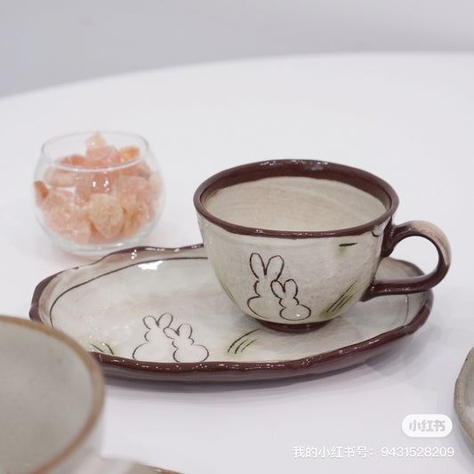 Mino Ware | Rabbit Cup & Saucer Set