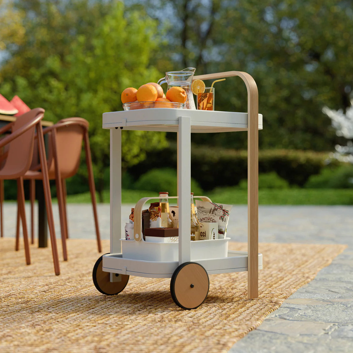 Umbra | Bellwood Bar & Serving Cart - White Natural (Pick up & Delivery Only)